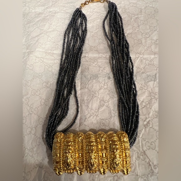 1 gm 22k Gold vermeil over silver choker pendant necklace